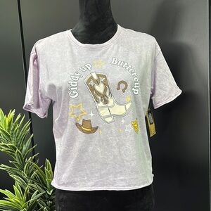 Daybreak Crewneck, Giddyup Buttercup, western boot/hat/horse shoe